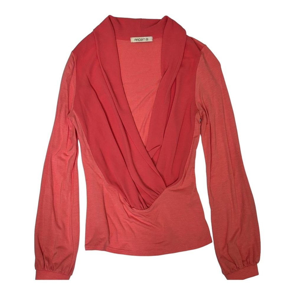 Arden B Deep V-Neck Long Sleeve Blouse